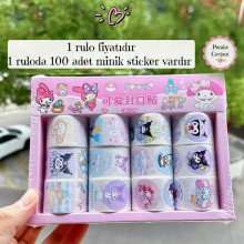 1 Rulo Sanrio Bant - Kuromi , My Melody - 100 Minik Sticker